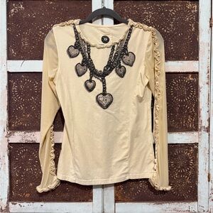 Double D Ranch long sleeve cream tee
